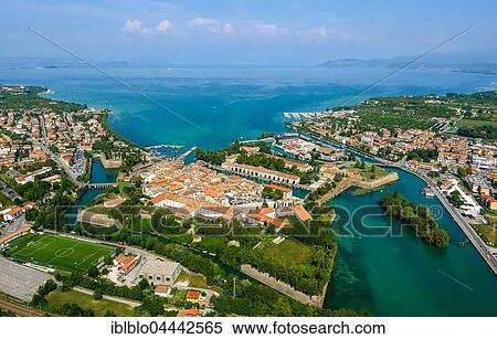 Stock Photography - Comune di Peschiera del Garda on the Mincio River, with Lake Garda, Veneto, Italy, Europe. Fotosearch