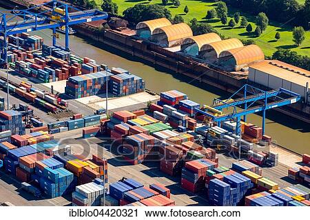 Container terminal, container port, Logport I, Rhine, Duisburg, Ruhr district, North Rhine-Westphalia, Germany, Europe View Large Photo Image Stock Image - Container terminal, container port, Logport I, Rhine, Duisburg, Ruhr district, North Rhine-Westphalia, Germany, Europe. Fotosearch