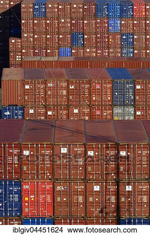 Containers stacked at port, Antwerp, Belgium, Europe View Large Photo Image Picture - Containers stacked at port, Antwerp, Belgium, Europe. Fotosearch