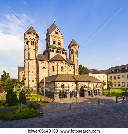 Stock Photo - Convent church Maria Laach, Laach Minster, pillar basilica, monastery, Maria Laach Abbey, Glees, Rhineland-Palatinate, Germany, Europe. Fotosearch