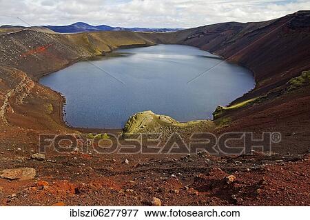 Crater lake, explosion crater Ljótipollur, Rangárthing ytra, South Iceland, Iceland, Europe View Large Photo Image Stock Photo - Crater lake, explosion crater Ljótipollur, Rangárthing ytra, South Iceland, Iceland, Europe. Fotosearch