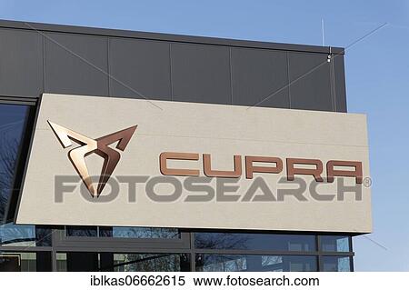 Stock Photography - Cupra, logo on a car dealership, subsidiary of the Spanish car manufacturer Seat, Düsseldorf, North Rhine-Westphalia, Germany, Europe. Fotosearch