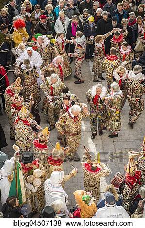 Stock Photo - Dance Ausseer Flinserl, people in costume, Flinserlmusikanten, musicians, instruments, Bad Aussee, Styria, Austria, Europe. Fotosearch