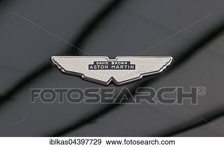 Stock Photo - David Brown Aston Martin emblem on a V8 Vantage, British classic sports car. Fotosearch