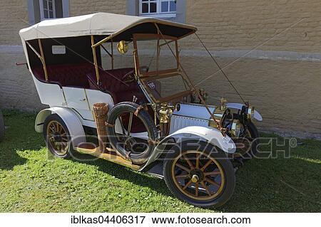 Stock Photo - De Dion Bouton landaulet of 1908, French classic car, Schloss Dyck Classic Days 2016 Jüchen, Niederrhein, North Rhine-Westphalia, Germany, Europe. Fotosearch