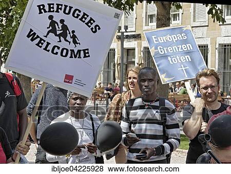 Demonstration welcoming refugees, Stuttgart, Baden-Württemberg, Germany, Europe View Large Photo Image Stock Photo - Demonstration welcoming refugees, Stuttgart, Baden-Württemberg, Germany, Europe. Fotosearch
