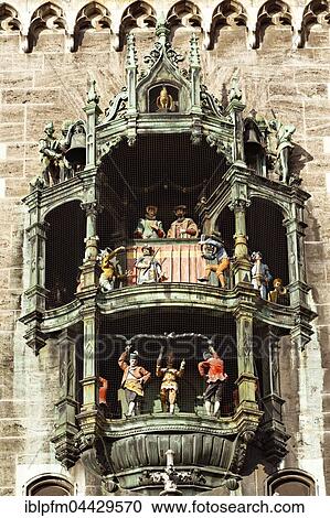 Detail of the chime, New Townhall, Marienplatz, Munich, Upper Bavaria, Germany, Europe View Large Photo Image Stock Image - Detail of the chime, New Townhall, Marienplatz, Munich, Upper Bavaria, Germany, Europe. Fotosearch
