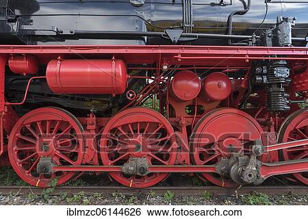 Drive linkage of a unit freight train locomotive class 50, built 1939, on the premises of the DB Museum, Nuremberg, Middle Franconia, Bavaria, Germany, Europe View Large Photo Image Stock Photograph - Drive linkage of a unit freight train locomotive class 50, built 1939, on the premises of the DB Museum, Nuremberg, Middle Franconia, Bavaria, Germany, Europe. Fotosearch
