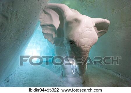 Elephant made of ice, Icehotel, Jukkasjärvi, Lapland, Norrbotten County, Sweden, Europe View Large Photo Image Stock Image - Elephant made of ice, Icehotel, Jukkasjärvi, Lapland, Norrbotten County, Sweden, Europe. Fotosearch