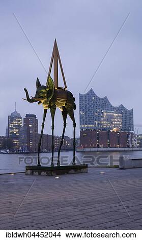 Elephant sculpture, artist Salvador Dali, Elbe River, Elbe Philharmonic Hall, Hamburg, Germany, Europe View Large Photo Image Picture - Elephant sculpture, artist Salvador Dali, Elbe River, Elbe Philharmonic Hall, Hamburg, Germany, Europe. Fotosearch