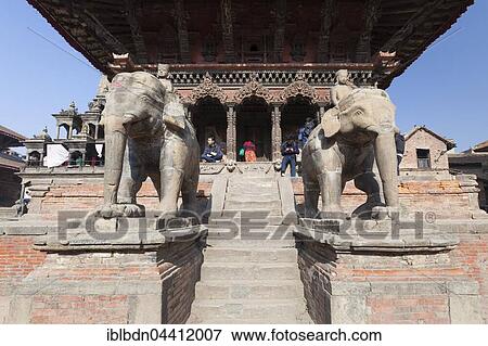 Elephant statues guarding Vishwanath temple in Durbar square, Patan, Nepal, Asia View Large Photo Image Stock Photo - Elephant statues guarding Vishwanath temple in Durbar square, Patan, Nepal, Asia. Fotosearch