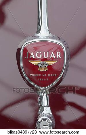 Emblem on Jaguar XK140, built in 1952, Winner Le Mans, British classic sports car View Large Photo Image Stock Image - Emblem on Jaguar XK140, built in 1952, Winner Le Mans, British classic sports car. Fotosearch