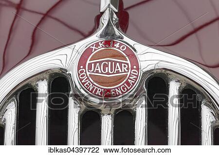 Emblem on Jaguar XK140 radiator grill, 1952 model, Coventry England, British classic sports car View Large Photo Image Stock Image - Emblem on Jaguar XK140 radiator grill, 1952 model, Coventry England, British classic sports car. Fotosearch