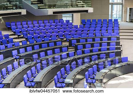 Empty plenary hall of German government, Deutscher Bundestag, Reichstag building, interior, Government District, Berlin, Germany, Europe View Large Photo Image Stock Image - Empty plenary hall of German government, Deutscher Bundestag, Reichstag building, interior, Government District, Berlin, Germany, Europe. Fotosearch