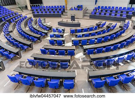 Empty plenary hall of German government, Deutscher Bundestag, Reichstag building, interior, Government District, Berlin, Germany, Europe View Large Photo Image Stock Photo - Empty plenary hall of German government, Deutscher Bundestag, Reichstag building, interior, Government District, Berlin, Germany, Europe. Fotosearch