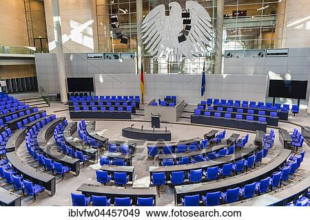 Empty plenary hall of German government, Deutscher Bundestag, Reichstag building, interior, Government District, Berlin, Germany, Europe View Large Photo Image Stock Photo - Empty plenary hall of German government, Deutscher Bundestag, Reichstag building, interior, Government District, Berlin, Germany, Europe. Fotosearch