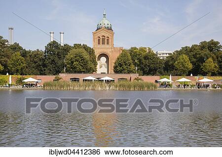 Stock Photograph - Engelbecken and Church Sankt Michael, Michaelskirche, Luisenstadt Canal, Kreuzberg, Berlin, Germany, Europe. Fotosearch