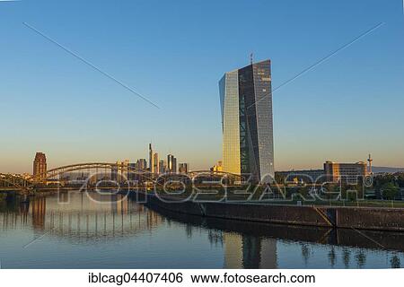 European Central Bank at sunrise, in front of Frankfurt skyline, Frankfurt, Hesse, Germany, Europe View Large Photo Image Stock Photograph - European Central Bank at sunrise, in front of Frankfurt skyline, Frankfurt, Hesse, Germany, Europe. Fotosearch