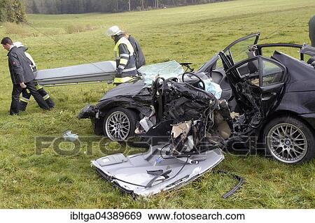 Fatal traffic accident, demolished car, transporting dead person, Weyarn, Upper Bavaria, Bavaria, Germany, Europe View Large Photo Image Stock Photo - Fatal traffic accident, demolished car, transporting dead person, Weyarn, Upper Bavaria, Bavaria, Germany, Europe. Fotosearch