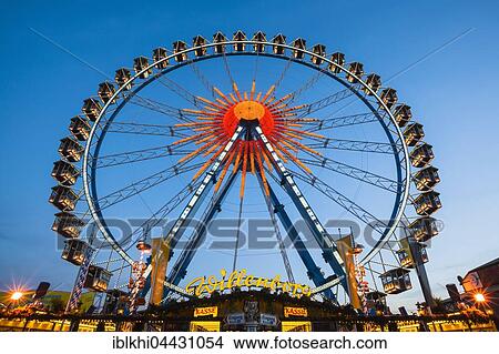 Picture - Ferris wheel, Oktoberfest, Munich, Bavaria, Germany, Europe. Fotosearch