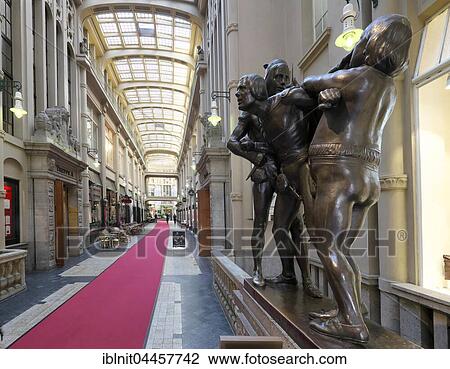 Stock Image - Figure group, scene of Auerbachs Keller from Goethe's Faust, Mädlerpassage, Leipzig, Saxony, Germany, Europe. Fotosearch