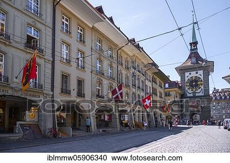 Flags on a row of houses in the old town of Bern, clock tower Zytglogge, Inner City, Bern, Canton Bern, Switzerland, Europe View Large Photo Image Stock Image - Flags on a row of houses in the old town of Bern, clock tower Zytglogge, Inner City, Bern, Canton Bern, Switzerland, Europe. Fotosearch