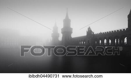 Stock Image - Foggy Oberbaum Bridge, Berlin, Germany, Europe. Fotosearch