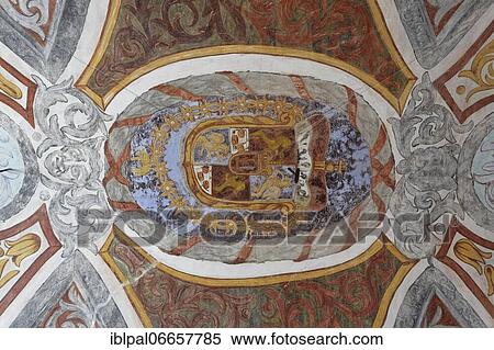 Stock Photography - Forchtenstein Castle, coat of arms on the ceiling, Forchtenstein, Burgenland, Austria, Europe. Fotosearch