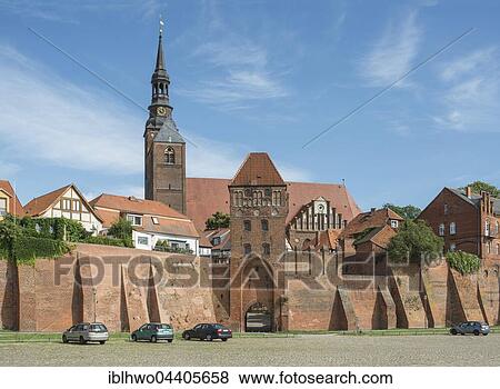 Fortification with Elbtor, behind St. Stephen's Church, Hanseatic City of Tangermünde, Saxony-Anhalt, Germany, Europe View Large Photo Image Stock Photo - Fortification with Elbtor, behind St. Stephen's Church, Hanseatic City of Tangermünde, Saxony-Anhalt, Germany, Europe. Fotosearch