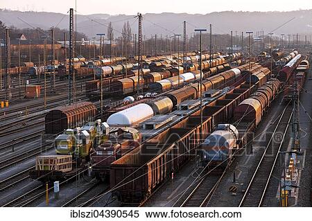 Stock Photography - Freight train depot, Hagen, Ruhr District, North Rhine-Westphalia, Germany, Europe. Fotosearch