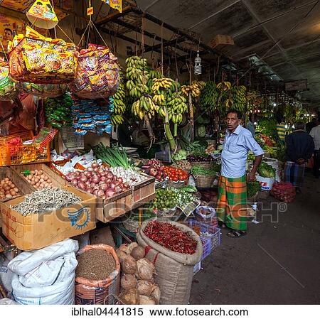Stock Photography - Fruit and vegetable stalls in Nuwara Eliya market hall, Central Province, Sri Lanka, Asia. Fotosearch