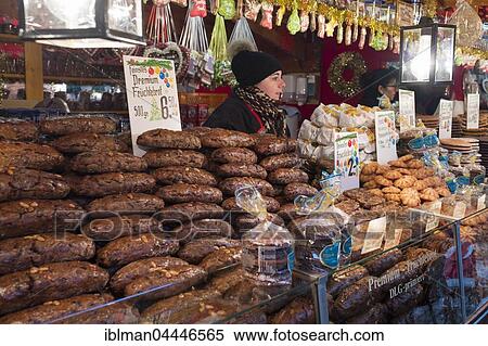 Stock Photography - Fruitcakes, market stall, Nuremberg Christmas Market, Nuremberg, Middle Franconia, Franconia, Bavaria, Germany, Europe. Fotosearch
