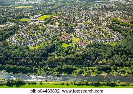 Garden City Hüttenau, workers' settlement Henrichshütte, Hattingen, Ruhr, North Rhine-Westphalia, Germany, Europe View Large Photo Image Stock Image - Garden City Hüttenau, workers' settlement Henrichshütte, Hattingen, Ruhr, North Rhine-Westphalia, Germany, Europe. Fotosearch