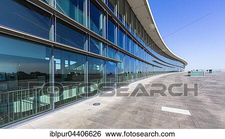 Stock Photograph - Glass facade of the International Congress Center ICD, Dresden, Saxony, Germany, Europe. Fotosearch