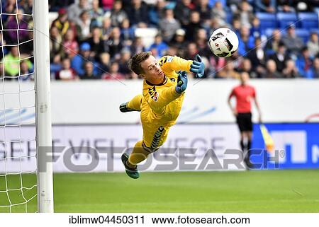 Stock Image - Goalkeeper Alexander Schwolow, SC Freiburg, Wirsol Rhein-Neckar Arena, Sinsheim-Hoffenheim, Baden-Württemberg, Germany, Europe. Fotosearch