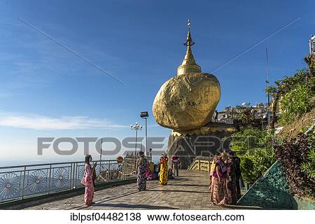 Golden Rock Kyaiktiyo Pagoda, Kyaikto, Myanmar, Asia View Large Photo Image Stock Photo - Golden Rock Kyaiktiyo Pagoda, Kyaikto, Myanmar, Asia. Fotosearch