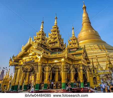 Golden Shwedagon Pagoda, main stupa, stupa, Shwedagon Paya, Shwedagon, Rangoon, Myanmar, Asia View Large Photo Image Stock Photography - Golden Shwedagon Pagoda, main stupa, stupa, Shwedagon Paya, Shwedagon, Rangoon, Myanmar, Asia. Fotosearch