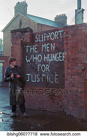 Stock Photo - Graffiti, Falls Road district, historical photograph, 24. 01. 1986, Belfast, Northern Ireland. Fotosearch