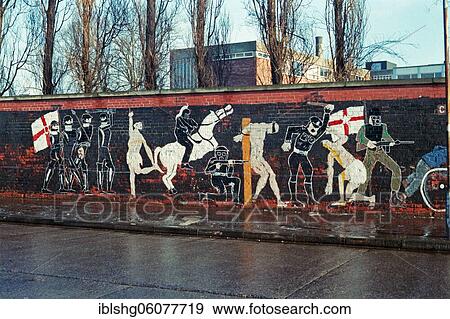 Stock Photo - Graffiti, Falls Road district, historical photograph, 24. 01. 1986, Belfast, Northern Ireland. Fotosearch