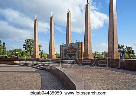 Granite obelisks, Independence Park, Shymkent, South Kazakhstan Region, Kazakhstan, Asia View Large Photo Image Stock Photo - Granite obelisks, Independence Park, Shymkent, South Kazakhstan Region, Kazakhstan, Asia. Fotosearch