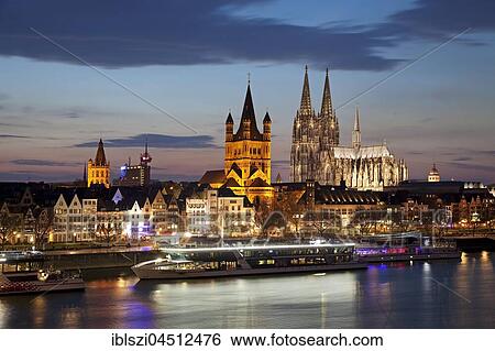 Great Saint Martin Church with Cologne Cathedral, evening dawn, Cologne, North Rhine-Westphalia, Germany, Europe View Large Photo Image Stock Photograph - Great Saint Martin Church with Cologne Cathedral, evening dawn, Cologne, North Rhine-Westphalia, Germany, Europe. Fotosearch