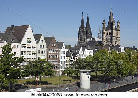 Great St. Martin Church and Cologne Cathedral, Cologne, North Rhine-Westphalia, Germany, Europe View Large Photo Image Stock Photo - Great St. Martin Church and Cologne Cathedral, Cologne, North Rhine-Westphalia, Germany, Europe. Fotosearch