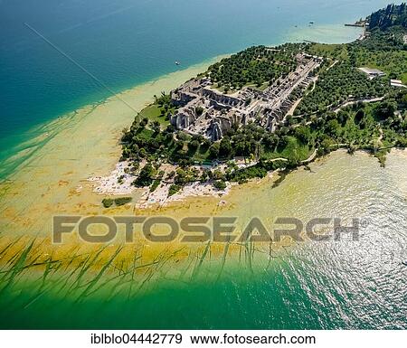 Grottoes of Catullus, archaeological park, peninsula in turquoise waters, Sirmione, Lake Garda, Lombardy, Italy, Europe View Large Photo Image Stock Photo - Grottoes of Catullus, archaeological park, peninsula in turquoise waters, Sirmione, Lake Garda, Lombardy, Italy, Europe. Fotosearch