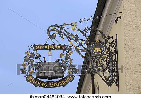 Guild sign, Weisses Brauhaus Kelheim, restaurant, Altmühltal, Lower Bavaria, Bavaria, Germany, Europe View Large Photo Image Picture - Guild sign, Weisses Brauhaus Kelheim, restaurant, Altmühltal, Lower Bavaria, Bavaria, Germany, Europe. Fotosearch