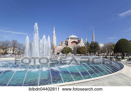 Stock Image - Hagia Sophia with fountain, Istanbul, Turkey, Asia. Fotosearch