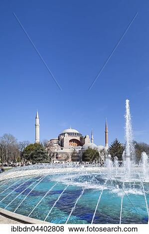 Stock Photo - Hagia Sophia with fountain, Istanbul, Turkey, Asia. Fotosearch