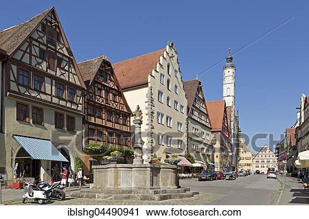 Half-timbered houses, Herrengasse with Herrenbrunnen, historic centre, Rothenburg ob der Tauber, Middle Franconia, Bavaria, Germany, Europe View Large Photo Image Stock Image - Half-timbered houses, Herrengasse with Herrenbrunnen, historic centre, Rothenburg ob der Tauber, Middle Franconia, Bavaria, Germany, Europe. Fotosearch