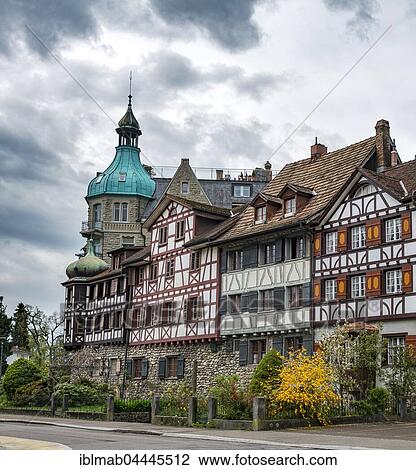 Half-timbered houses in the street, Promenadenstraße, historic centre, Arbon, Lake Constance, Canton of Thurgau, Switzerland, Europe View Large Photo Image Stock Image - Half-timbered houses in the street, Promenadenstraße, historic centre, Arbon, Lake Constance, Canton of Thurgau, Switzerland, Europe. Fotosearch