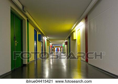 Hallway with colorful doors, Unité d'habitation de Briey, designed by Le Corbusier, modernist residential housing, UNESCO World Heritage Site, Briey, Meurthe-et-Moselle, Lorraine, Franceiey, Lorraine, France, Europe View Large Photo Image Stock Image - Hallway with colorful doors, Unité d'habitation de Briey, designed by Le Corbusier, modernist residential housing, UNESCO World Heritage Site, Briey, Meurthe-et-Moselle, Lorraine, Franceiey, Lorraine, France, Europe. Fotosearch