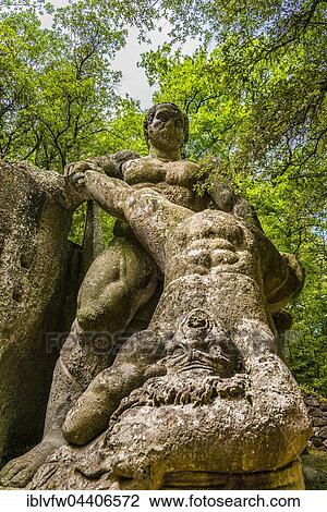 Hercules, Heracles fighting Cacus, Sacro Bosco, Park of the Monsters, Bormazo, Viterbo, Italy, Europe View Large Photo Image Stock Image - Hercules, Heracles fighting Cacus, Sacro Bosco, Park of the Monsters, Bormazo, Viterbo, Italy, Europe. Fotosearch